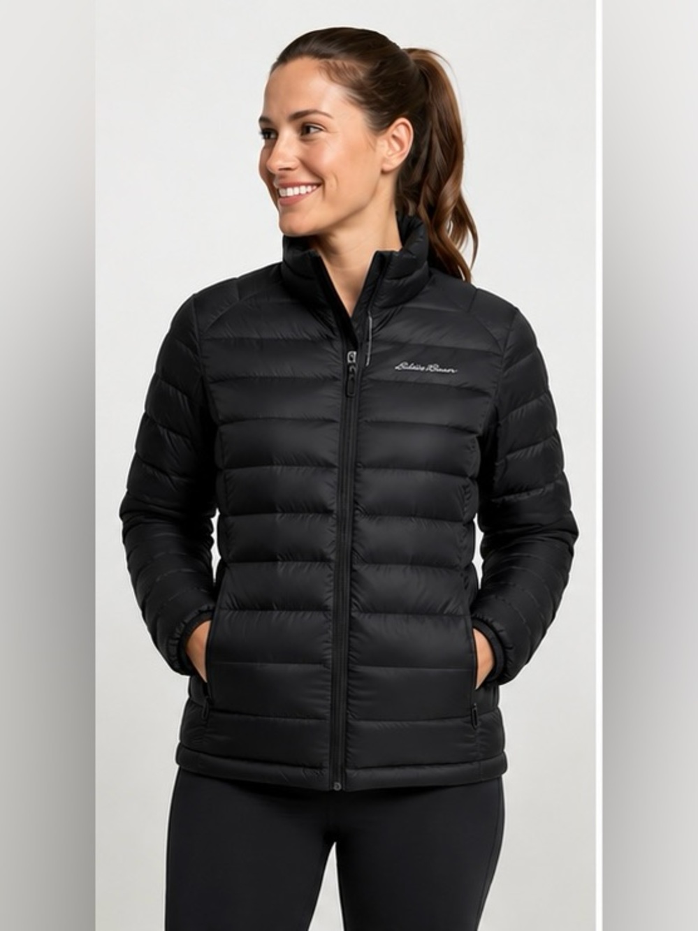 Eddie Bauer Black 650 Down Quilted Lightweight Packable Puffer Jacket Women's M